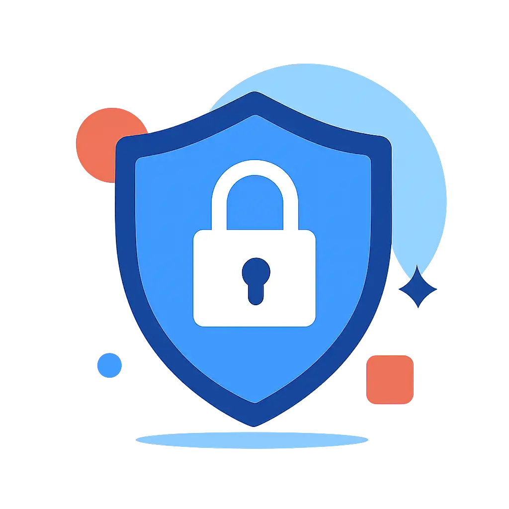 Security shield icon with lock: 91 Game safety visualization